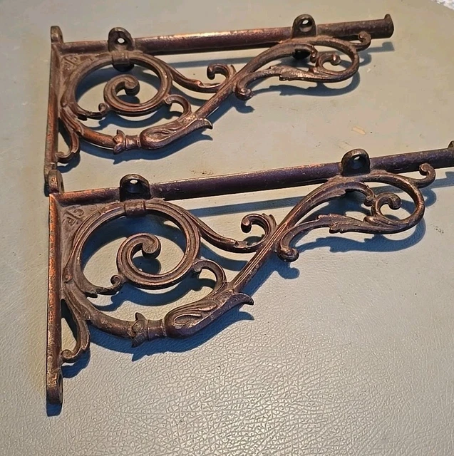 PAIRE D'ÉQUERRES ART Nouveau signées Décor Floral potence ancien fonte ...