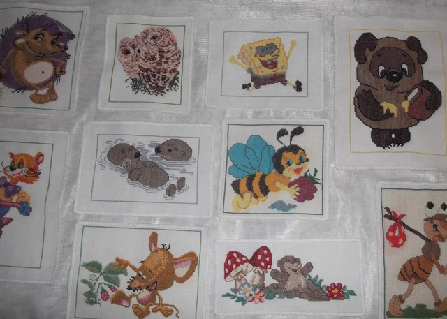 Embroidered children's pictures.