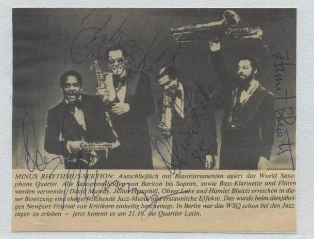 Jazz Autograph Magazine  Saxophone Quartet Very Rare Photoraph World Vintage