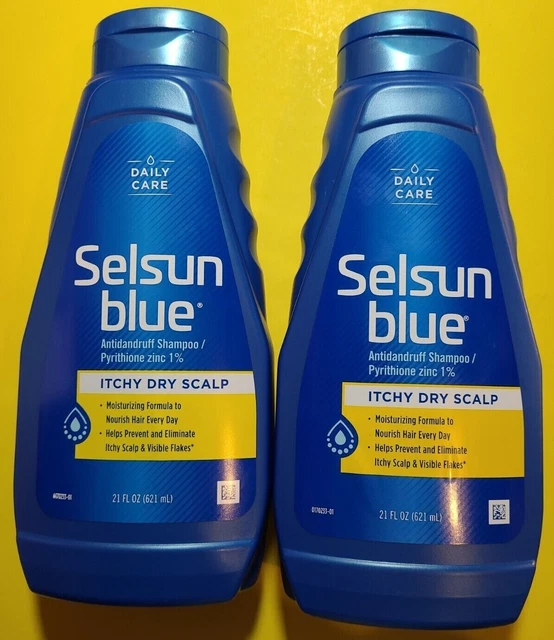 2X SELSUN BLUE Itchy Dry Scalp Antidandruff Shampoo (2) 21oz. Bottles