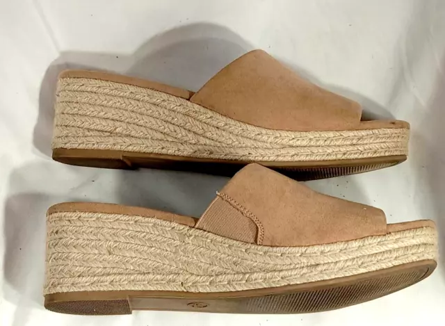 A New Day *  Mavis Tan Espadrille  Faux Suede Mule Wedges Women's  Size 9 5