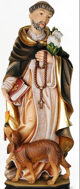 Statue San Damiano 23 Cm - Bois Sculpté à La Main Val Gardena - Artisanat Italien