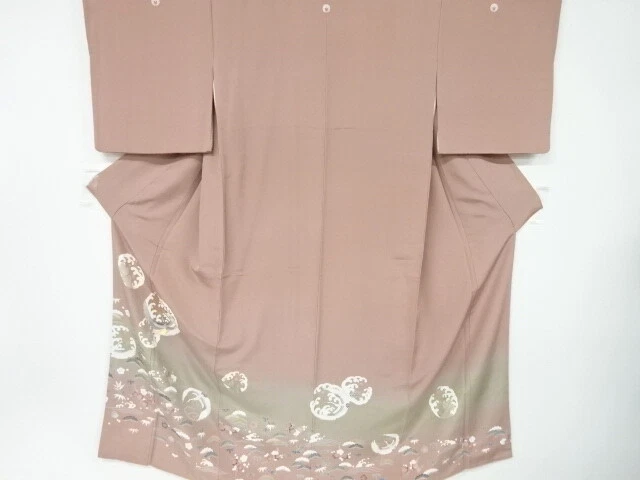 6602357: Japanese Kimono / Vintage Iro-Tomesode / Kinsai / Embroidery / Crane &