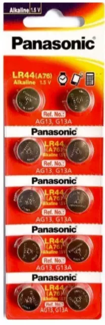 Genuine Panasonic LR44 Battery A76/AG13 Button Cell Batteries-Long Expiry 2026
