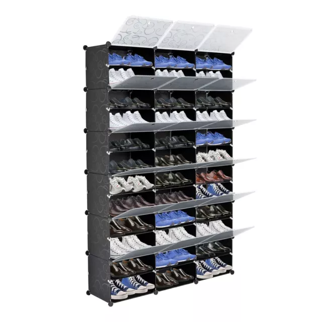 12-Tier Portable 72Pair Shoe Rack Organizer 36 Grids Tower Shelf Storage Cabinet