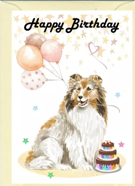 Shetland Sheepdog / Sheltie Dog (4"x 6") Birthday Card blank inside - Starprint