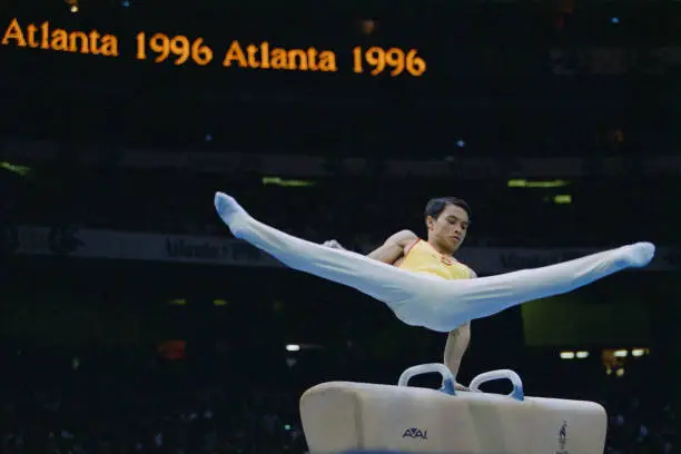 Gymnastics Li Xiaoshuang Of China Performs Old Sports Photo