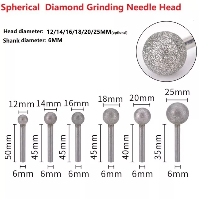 For Stone Drill Grinding Needle Head Silver Tool 1 Pcs 6mm Diamond Metal