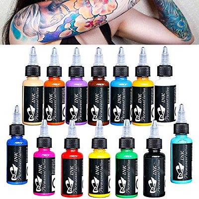 Juego de 14 piezas de tinta para tatuajes de 14 colores 1 oz 30 ml/botella kit de pigmento de tintas para tatuajes para 3D