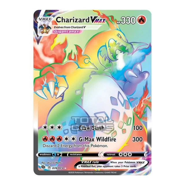 CHARIZARD VMAX 074/073 Rainbow Rare Champion's Path Pokemon Mint
