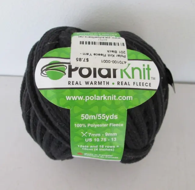 1 Ball Polar Knit Yarn Black 100% Polyester Fleece #5? Black 70g