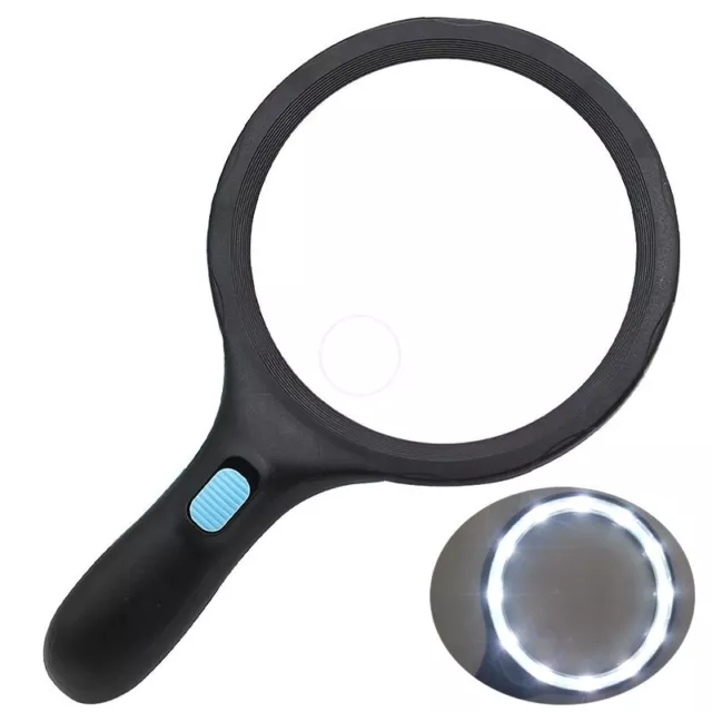 Illuminated Magnifying Glass with 12 LED Light Large Hand Held Reading Magnifer