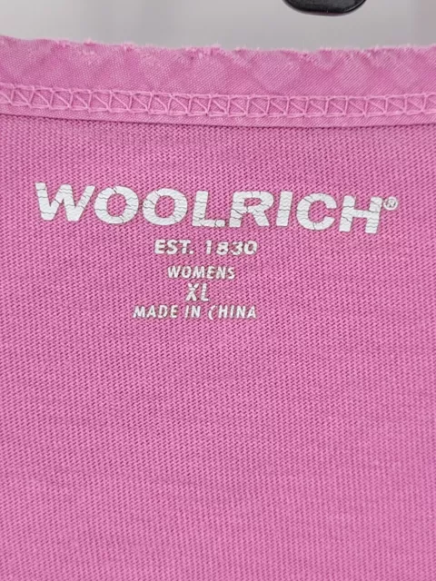 Woolrich Top Womens XL Pink Embroidered Split Neck Long Sleeve Casual Outdoor 3