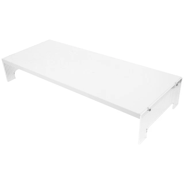 Doppio Supporto Per Monitor In Legno E Acciaio, Rialzo Con Spazio Per 2 Schermi, Organizer Da Scrivania - 3