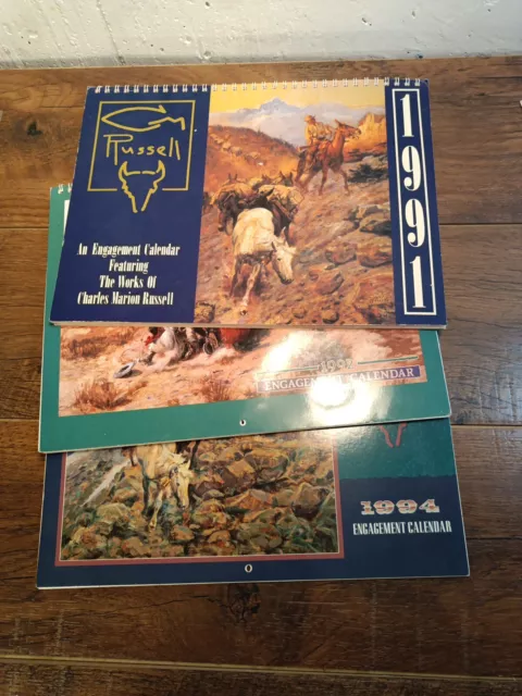 1991,92,94 Charles Marion Russell calendars. Old West. Lot of 3. (M8)
