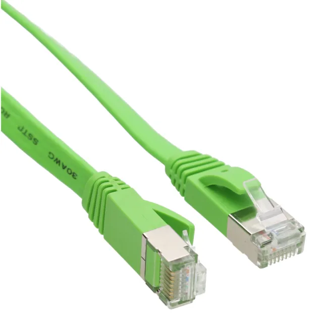 Plat Ultra Vitesse CAT6A S / Stp Blindé 500MHz Éthernet Câble Lan RJ45 10m Vert