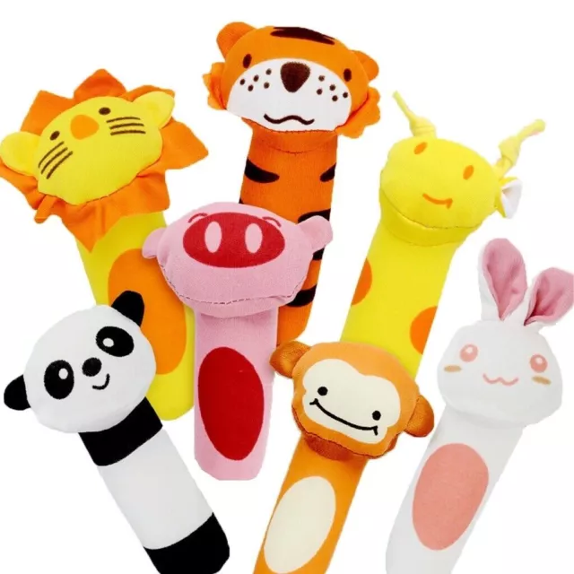 Baby Squeaker Soft Rattle Toy Plush Animal Handle Cartoon Handle Toys Soother