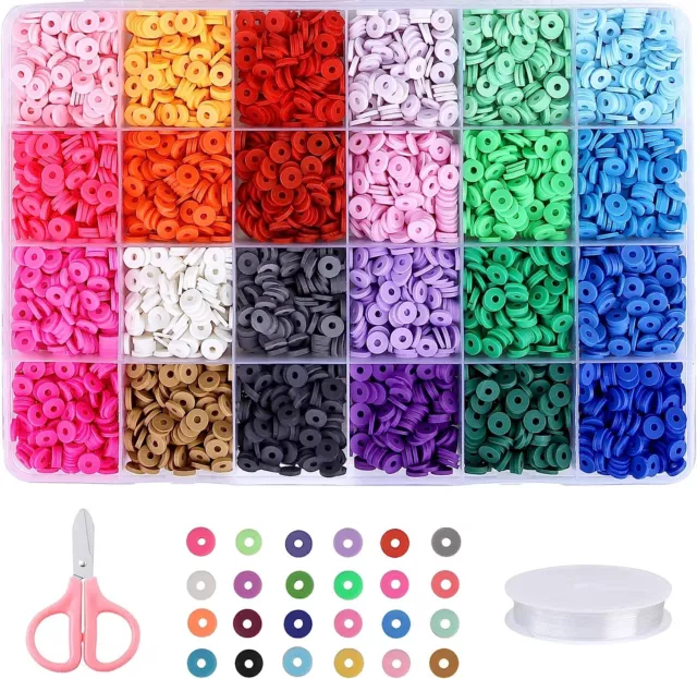 Hágalo usted mismo más cuentas de arcilla de color 4500 piezas espaciadoras redondas planas Heishi para pulseras