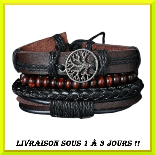 Bracelet en Cuir homme et femme, Vintage nouvelle collection arbre inoxydable FR