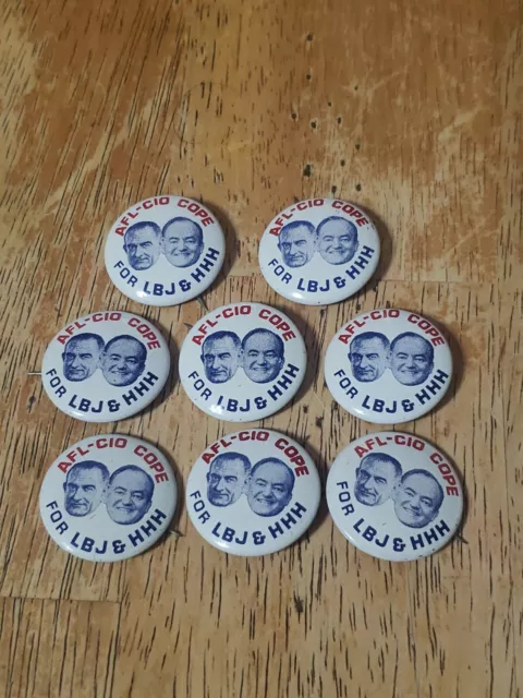 1964 AFL-CIO COPE Lyndon Johnson & Hubert Humphrey Campaign Pin Button Political