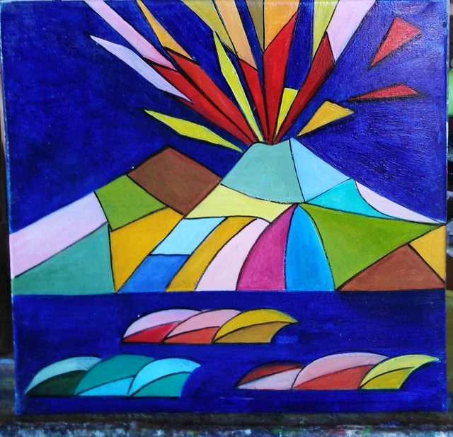 NAPOLI POP  ,OLIO SU TELA 20 x 20 CM DIPINTO A MANO MADE IN ITALYx
