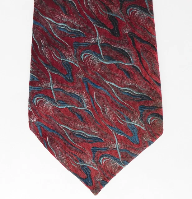 Cravatta vintage Keynote in terylene anni '60 motivo rosso e blu abbigliamento da lavoro da uomo