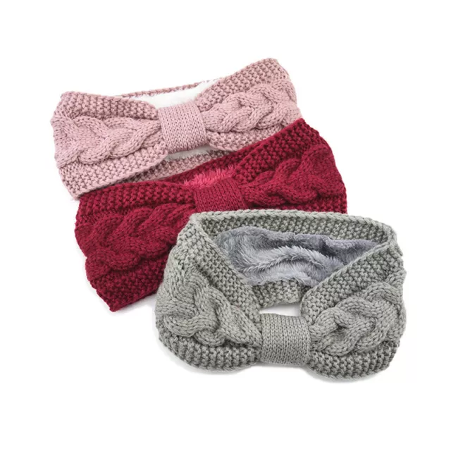 Femmes Hiver Tricoté Bandeau Chaud Doublé Polaire Crochet Turban Bandeau À #