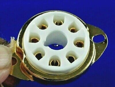 (1pc) Octal Tube Socket - 8 Pin Ceramic - Permanent Chassis Mount - Gold