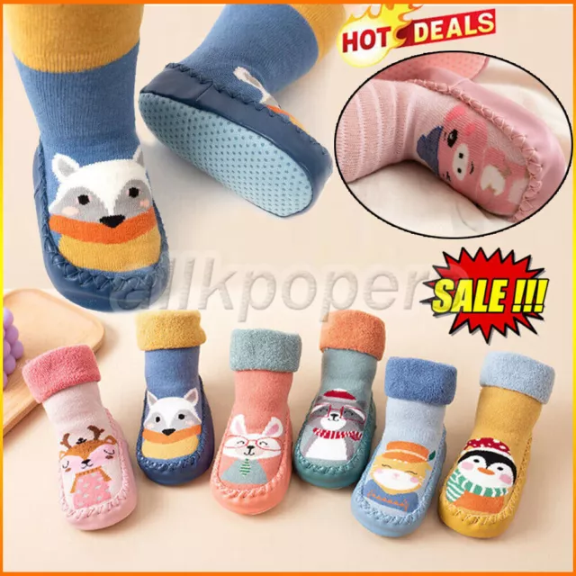 Newborn Baby Floor Socks Fuzzy Shoes Anti-slip Cartoon Slippers Outdoor Toddler