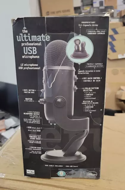 Blue Yeti Professional Multi-Pattern USB Condenser Microphone Blackout Used 2