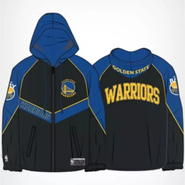 Golden State Warriors NBA Barron Mens Nylon Zip Thru Anorak Jacket by Mitchel...