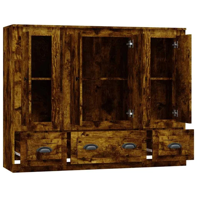 AX Credenza 3 Mobiletti 132x35.5x103.5cm Rovere Fumo Minimalista Legno + 3185300