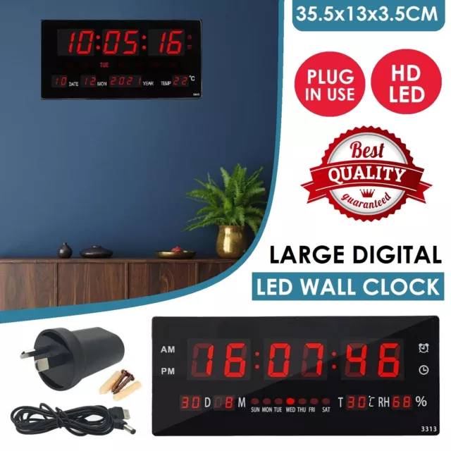 LED Digital Home Large Big Display LED Wall Desk Clock With Calendar Temperature