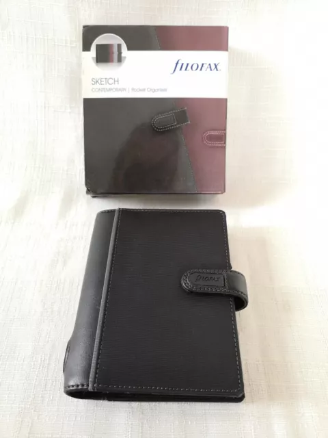 Filofax Sketch pocket Organiser Black NEW slip case Filled office.