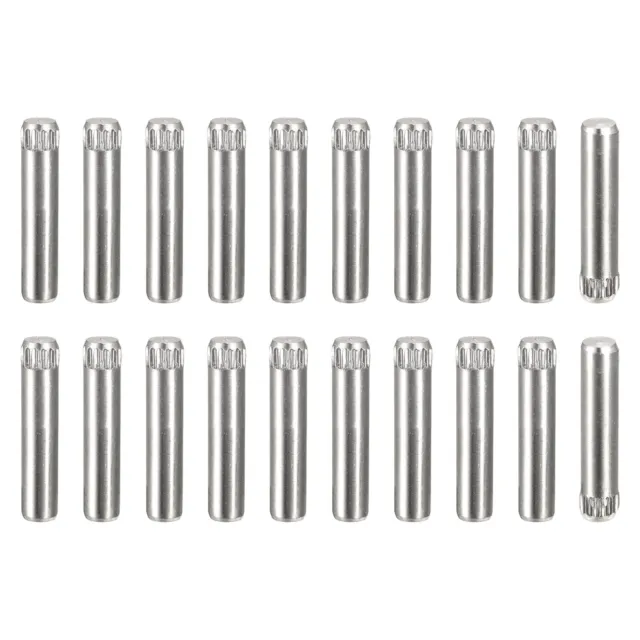 4x18mm 304 Stainless Steel Dowel Pins, 20Pcs Knurled Head Flat End Dowel Pin