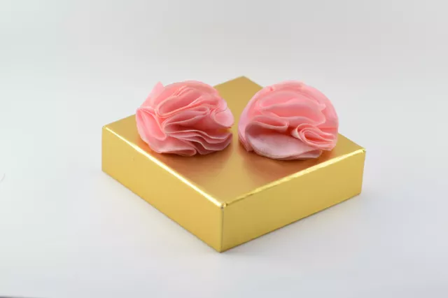 Handmade Pair of Satin Rose flower bow shoe clips 2
