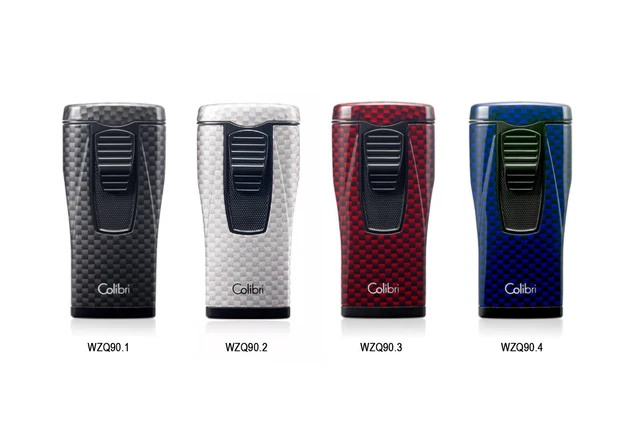 Lighter Feuerzeug Accendino Colibri Monaco Carbon 3 Fiamme Jet Flame Wzq90