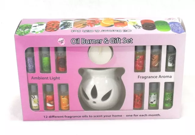 14Pcs OIL BURNER GIFT SET WITH 12 FRAGRANCE OILS AROMA THERAPY OIL DIFFUSER GIFT