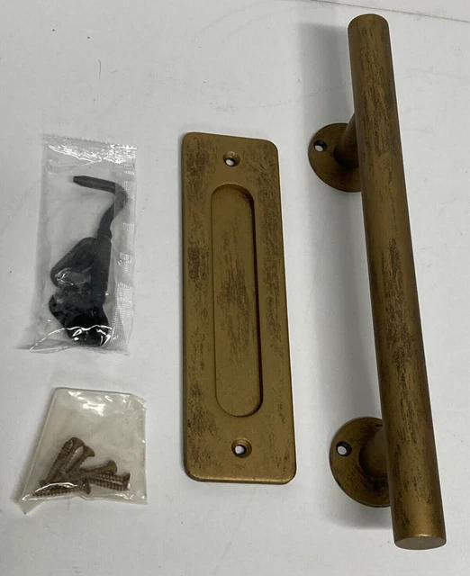 Heavy Duty 12" Pull And Flush Barn Door Handle Set - Handmade Rustic Retro Gold