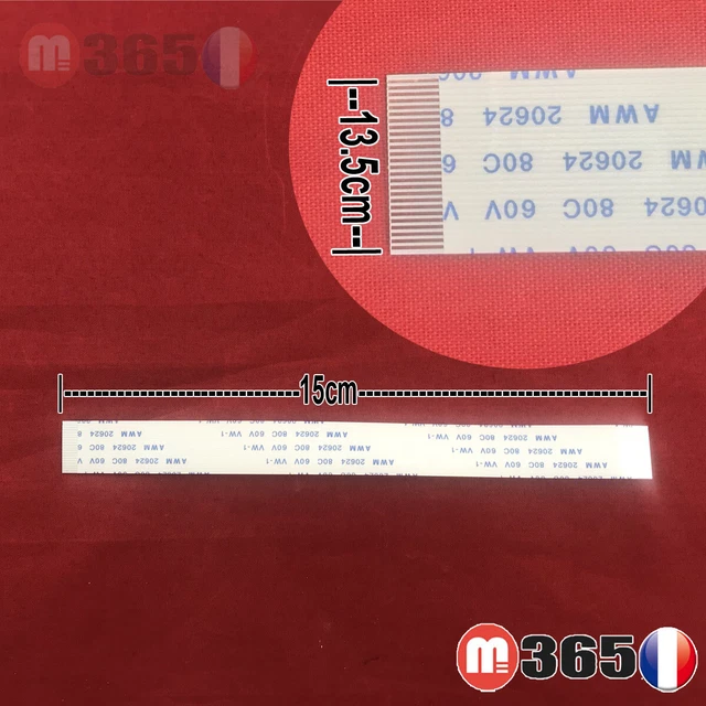 Câble Nappe 8 Pins (opposés) Universel - Longueur 15 Cm, Largeur 0.9 Cm - Blanc - Neuf