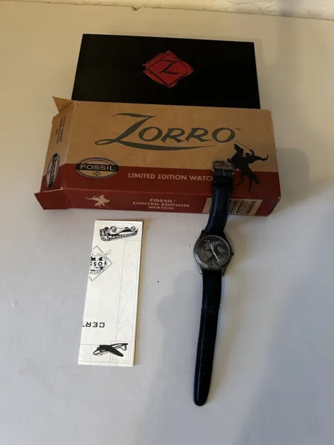 FOSSIL LIMITED EDITION: ZORRO WRIST WATCH AND STAMP SET - 199o