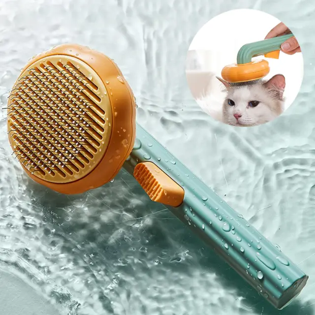 Pet Hair Brush Pumpkin Dog Cat Grooming Massage Deshedding Self Cleaning Comb