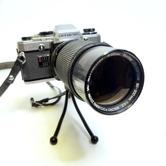 Olympus OM10 SLR Film Camera with Vivitar RL Edition 80-200mm f/4.0 Lens