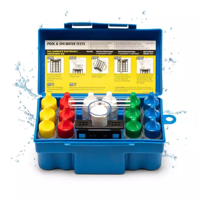 Taylor K-1005 DPD, 9-In-1 Pool Test Kit for Test Kit for Free & Total Chlorine,