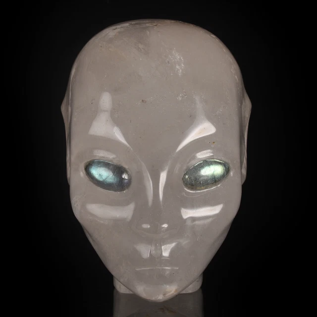 Cabeza de ELFO cabeza de hada tallada cristal transparente natural de 3,9" criatura mística 36B42