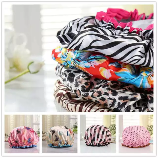 Cap Women Shower Hair Reusable Cover Salon Bath Hat Elastic Waterproof Bathing