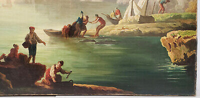 Splendid Italian School "Port Side" Oil Painting Early to Mid 19th Century 3