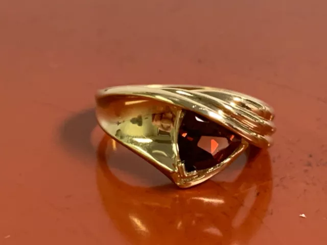 10k Yellow Gold  Garnet and Diamond Ring Size 7