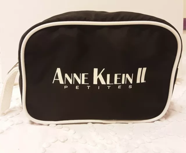 ANNE KLEIN II Nylon All Purpose Carrying/Travel Pouch Makeup Bag Black & White 3