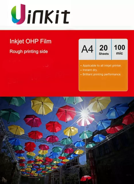 A4 OHP Film For Inkjet Ink  Overhead Projector  Acetate Transparent - 20 Sheets